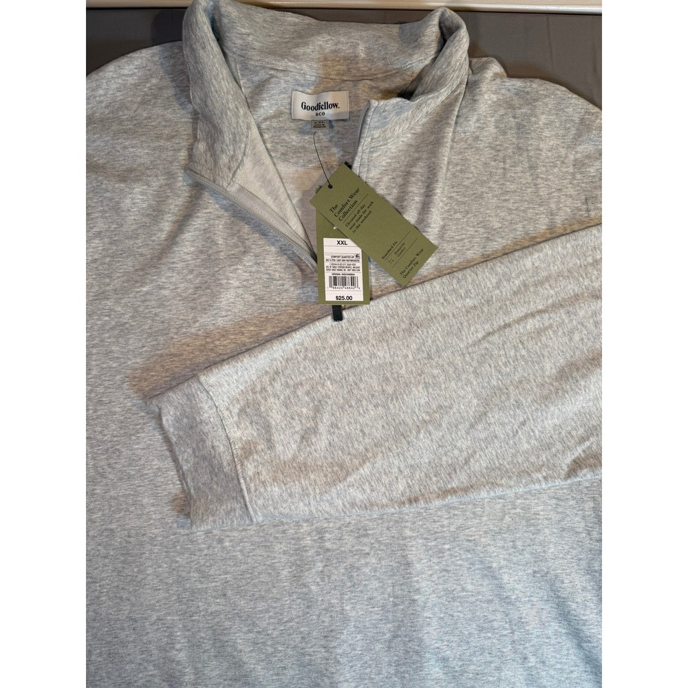 Goodfellow & Co Mens XXL Comfort Quarter Zip Pullover Light Gray Heather NWT